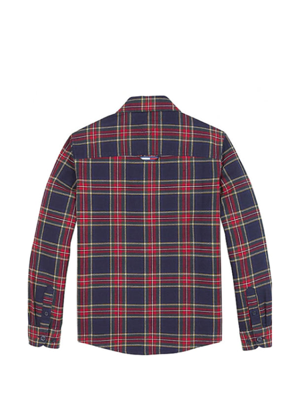 Oxford  Check Shirt L/S Blue Check/Deep Crimson / 10