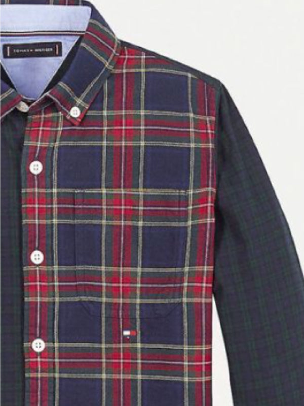 Mixed Check Shirt L/S Twilight Navy/Vintage Blue / 10