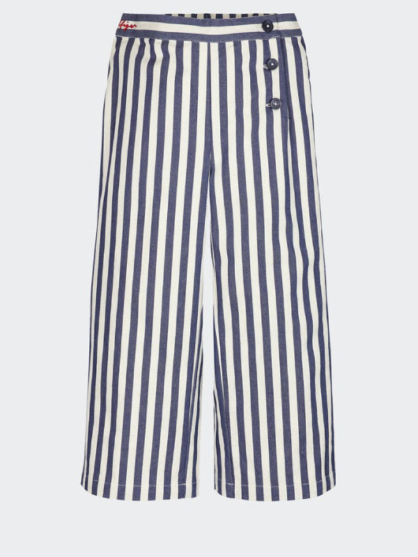 Stripe Wide Leg Pants Bright White/ Twilight Navy / 7