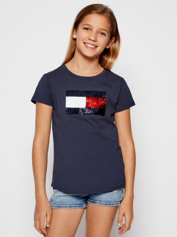 Flag Flip Sequins Tee S/S Twilight Navy / 10