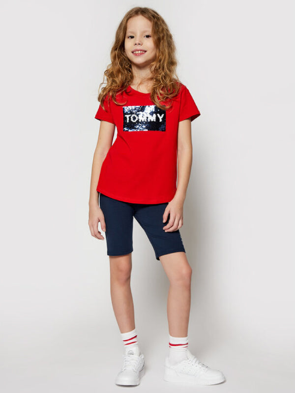 Flag Flip Sequins Tee S/S Deep Crimson / 10