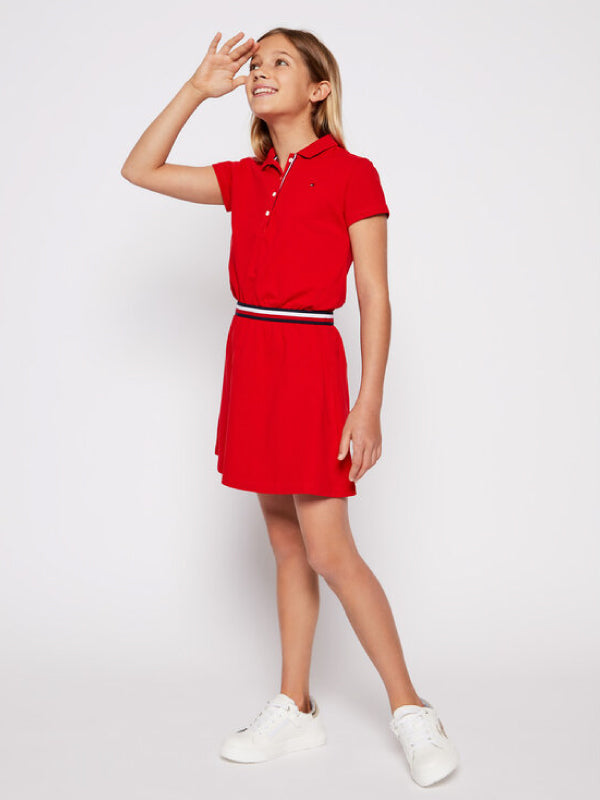 Global Stripe  Polo Dress S/S Deep Crimson / 4