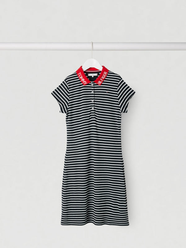 Collar Detail Polo Dress S/S Twilight Navy/ White / 4