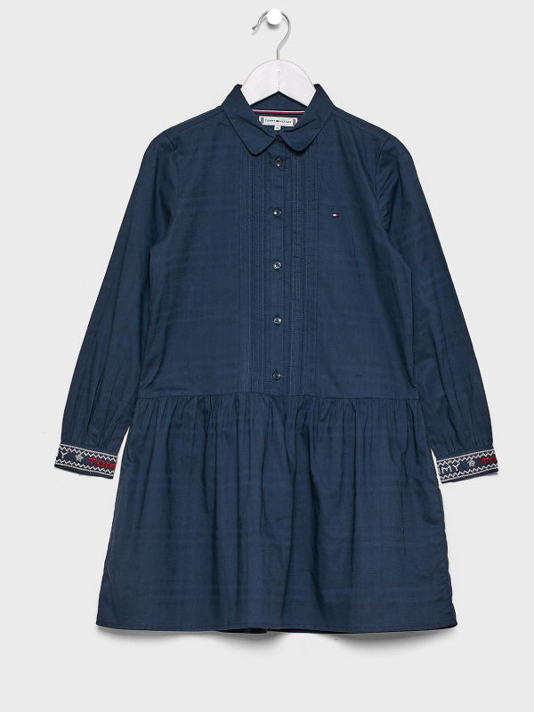 Tonal Check Dress L/S Twilight Navy / 10