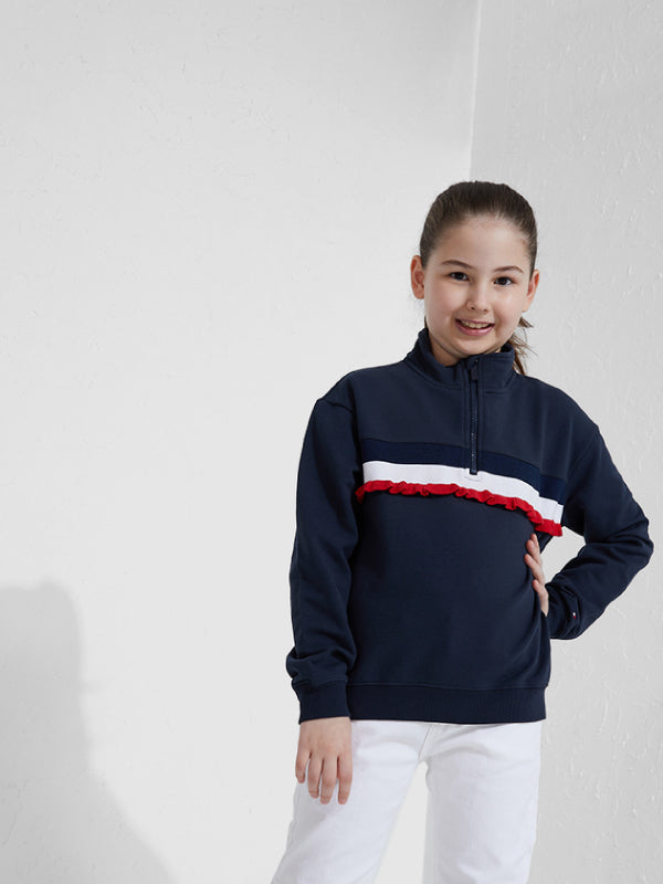 Ruffle Rib Half Zip Sweatshirt Twilight Navy / 10