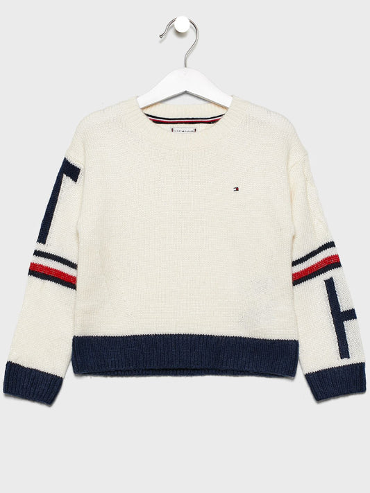 Tommy Collegiate Sweater L/S Ivory Petal / 10