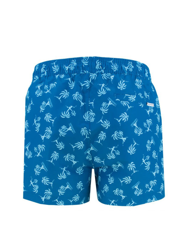 Short Drawstring-Print PALM TREE REPEAT SNORKEL BLUE / L