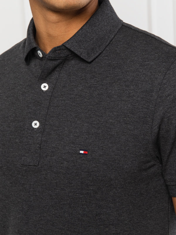 Tommy Slim Polo Black Heather / L