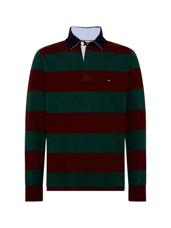 Iconic Block Stripe Rugby Deep Burgundy / Hunter / L