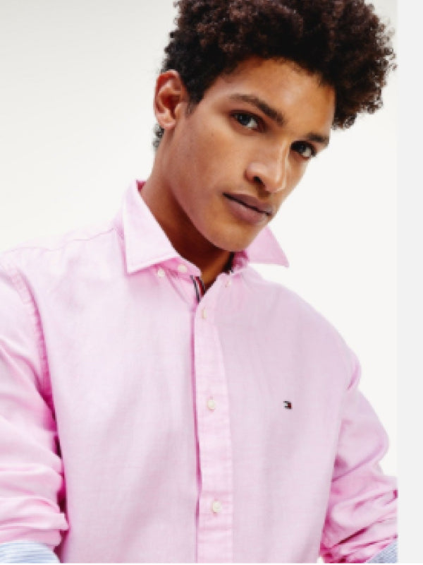 Cotton Linen Twill Shirt Taffy Pink / L