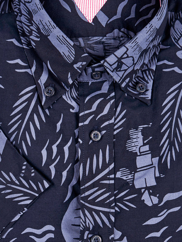 Large Seasonal Print Shirt S/S Desert Sky / Faded Indigo / L