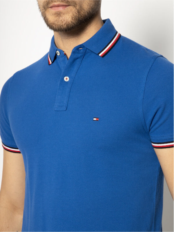 Core Tommy Tipped Slim Polo PHTHALO BLUE / L