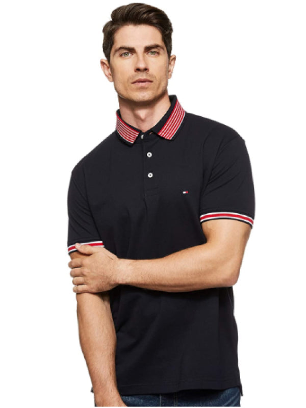 Contrast Tipped Collar Reg Polo DESERT SKY / L