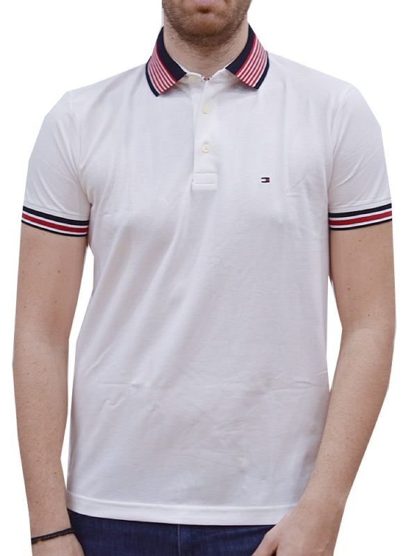 Contrast Tipped Collar Reg Polo WHITE / L