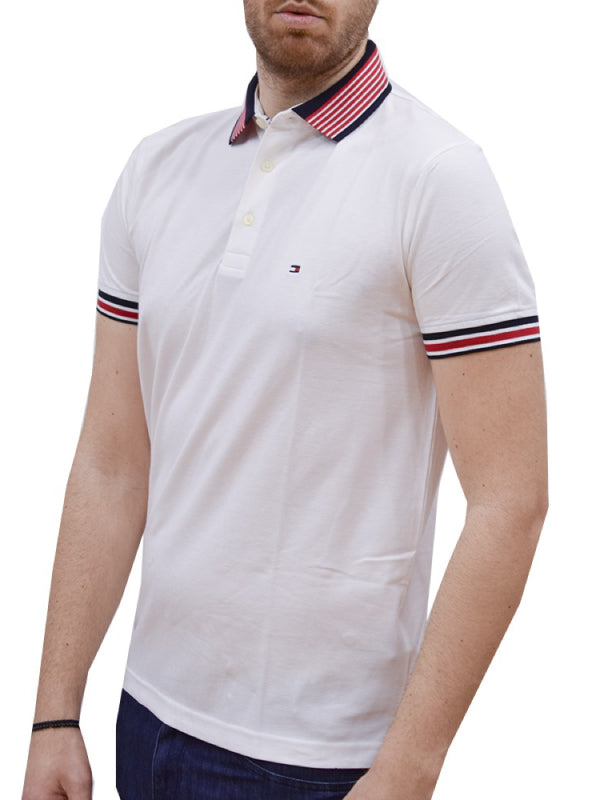 Contrast Tipped Collar Reg Polo WHITE / L