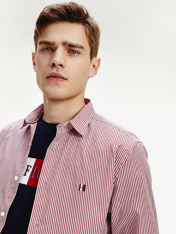 Modern Essential Striped Shirt Primary Red / White / L