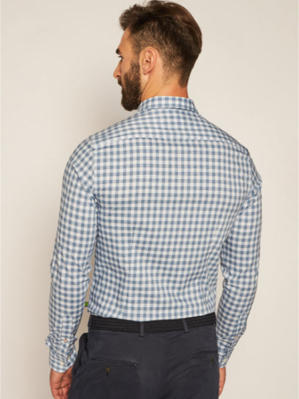 Slim Flex Htooth Gingham Shirt Blue Ink / Multi / L