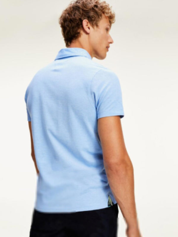 Printed Placket Slim Polo COPENHAGEN BLUE / L