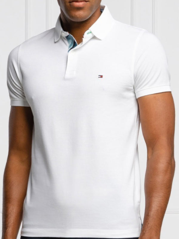 Printed Placket Slim Polo WHITE / L