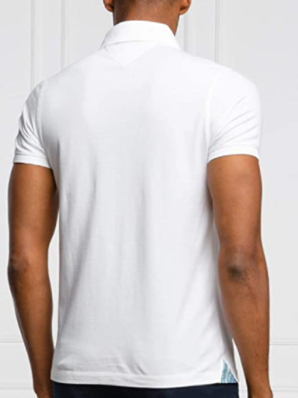 Printed Placket Slim Polo WHITE / L