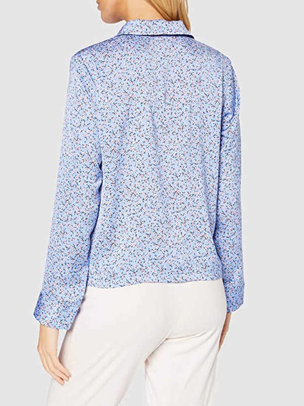 Ls Woven Top Print Light Iris Blue / LG