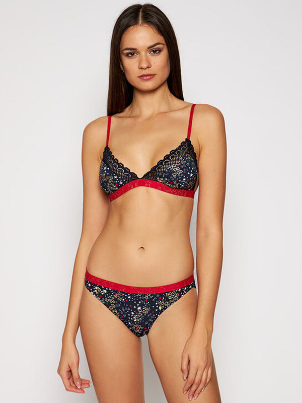 Triangle Bralette Holiday Print Star Navy / LG