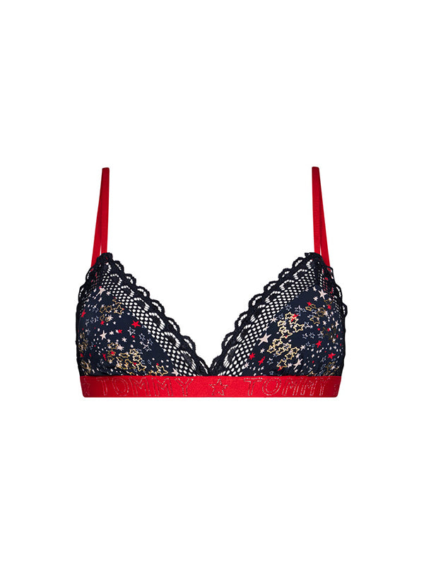 Triangle Bralette Holiday Print Star Navy / LG