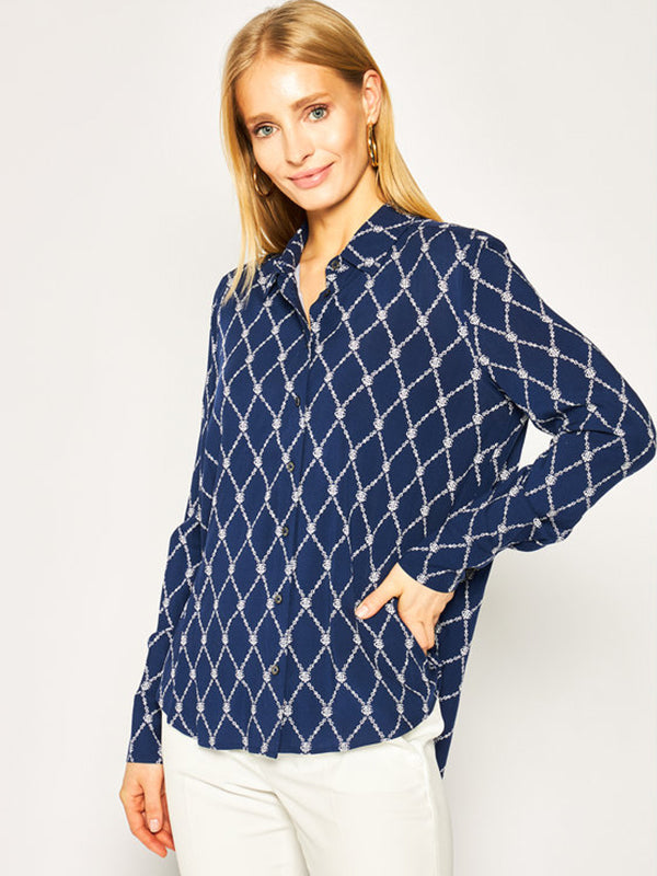 Danee Blouse Ls THC MONOGRAM PRT / BLUE INK / 42