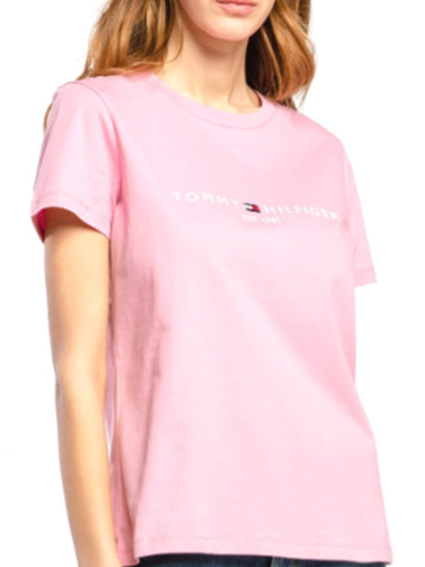 New Th Ess Hilfiger C-Nk Tee Ss MATTE PINK / L