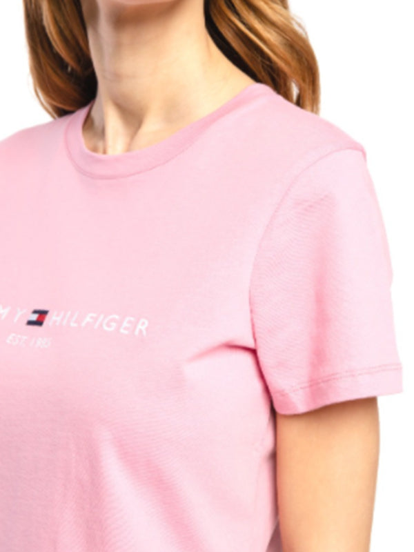 New Th Ess Hilfiger C-Nk Tee Ss MATTE PINK / L