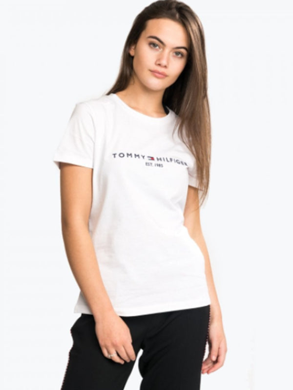 New Th Ess Hilfiger C-Nk Tee Ss WHITE / L