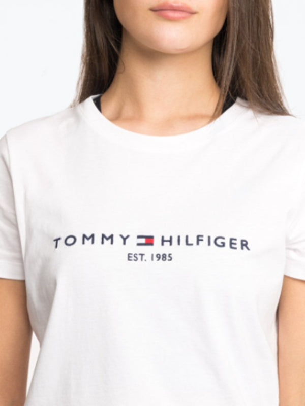 New Th Ess Hilfiger C-Nk Tee Ss WHITE / L