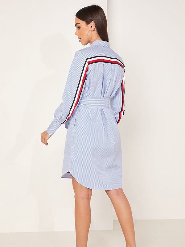 Lara Dress Ls YD WE STP / COPENHAGEN BLUE / 42