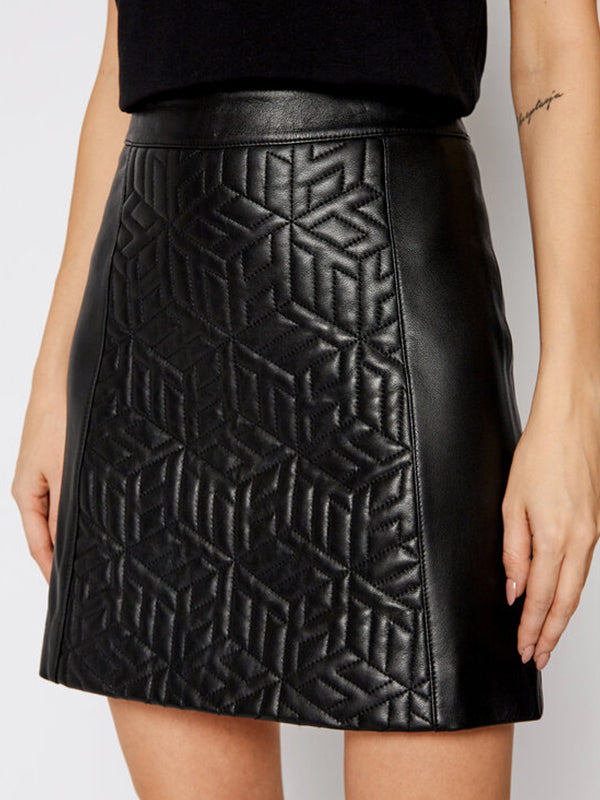 Quilted Mini Ltr Skirt Black / 42