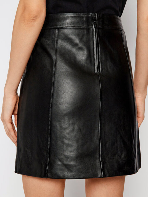 Quilted Mini Ltr Skirt Black / 42