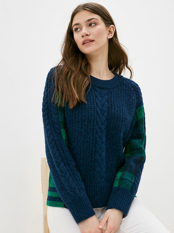 Icon Tartan C-Nk Sweater Ls Night Sky / L