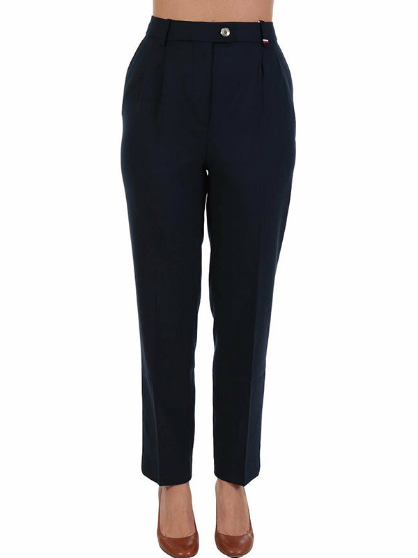 Tapered Wool Blend Ankle Pant Navy Wool / R40