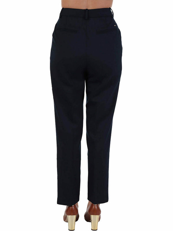 Tapered Wool Blend Ankle Pant Navy Wool / R40