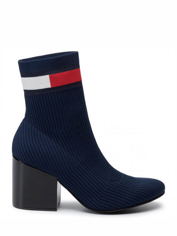 Flag Sock Mid Heel Boot TOMMY NAVY / 36