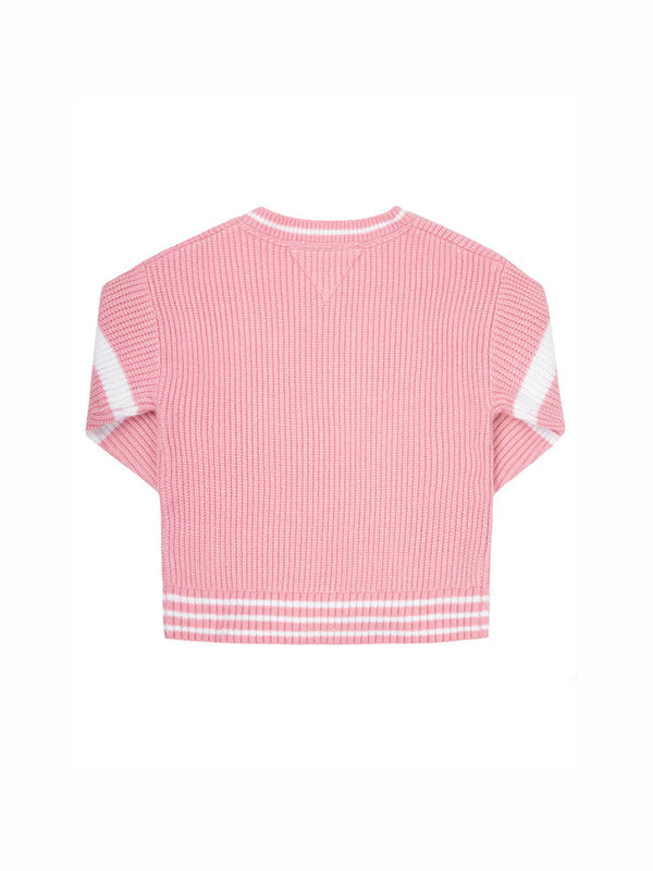 V-Neck Loose Hilfiger Sweater Cashmere Rose / 10