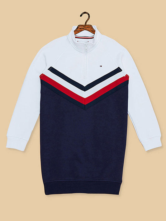 Tommy Half Zip Sweatdress Black Iris/ Bright White / 10