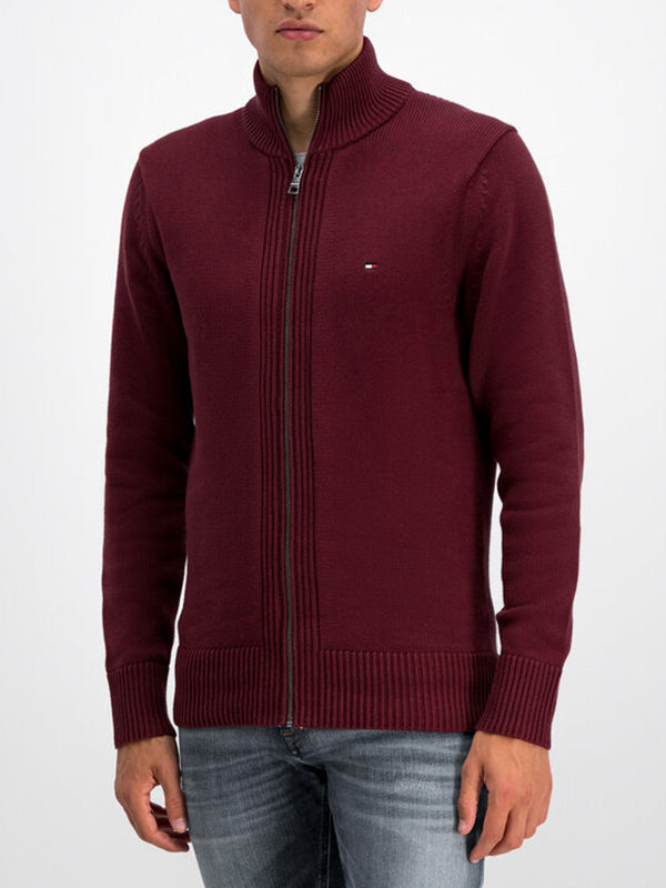 Chunky Cotton Zip Through Tawny Port / L