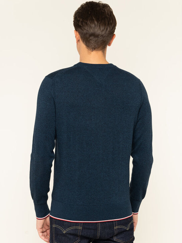 Tipped Mouline Crew Neck Sky Captain / L