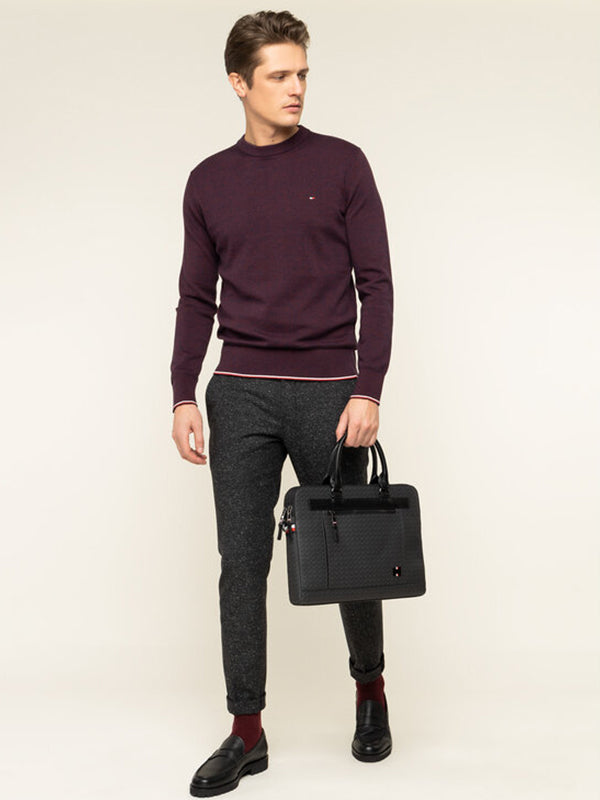 Tipped Mouline Crew Neck Tawny Port / L