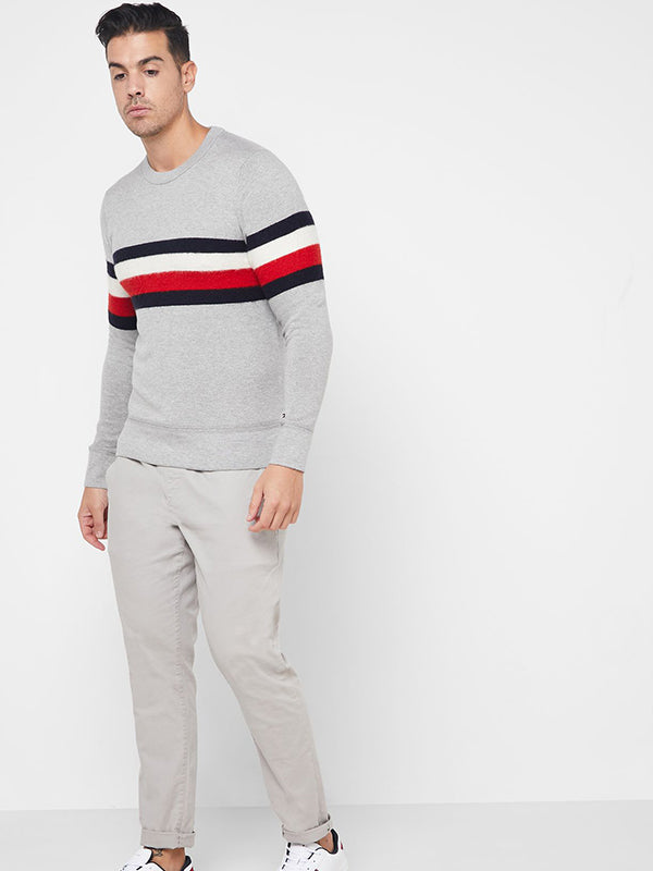 Soft Global Stripe Sweater Cloud heather / L