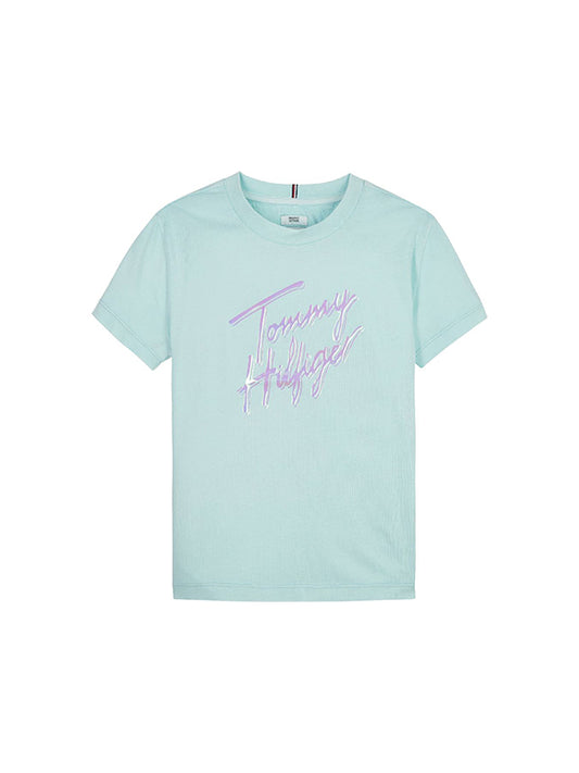 Script Print Tee S/S Frost Blue / 10