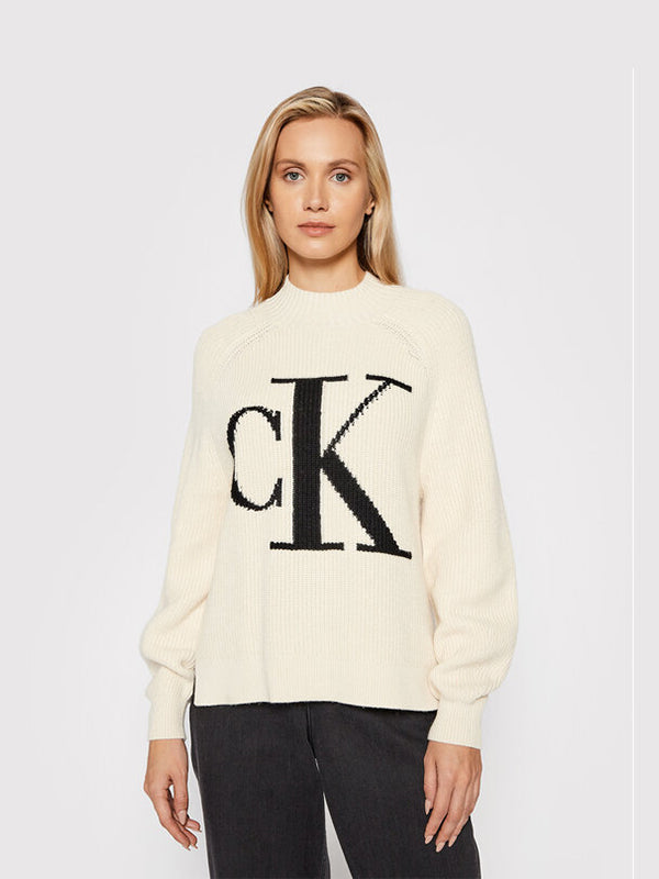 Ck Raglan Sweater Muslin/Ck Black / L