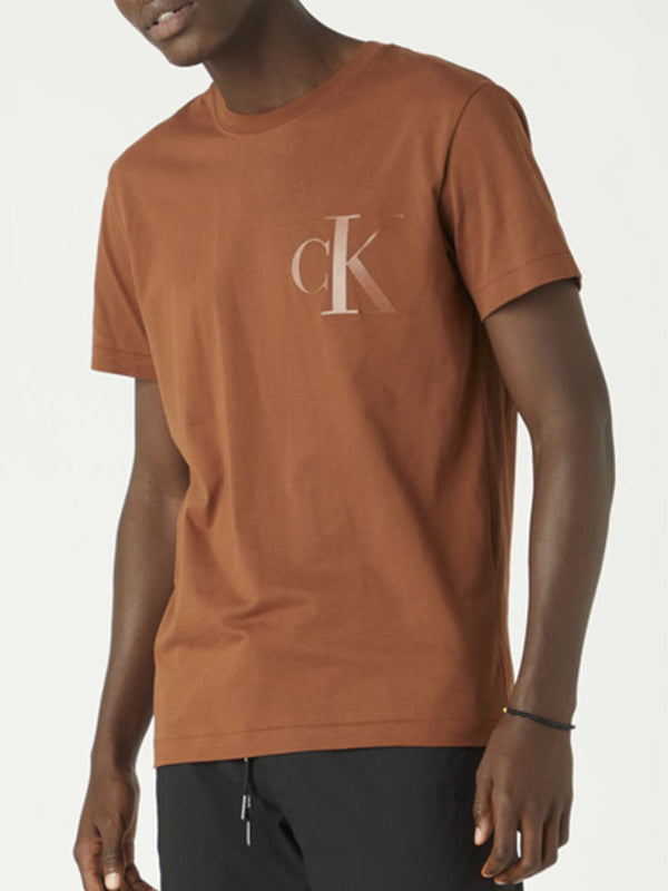 Leather Monogram Tee Tortoise Shell / L