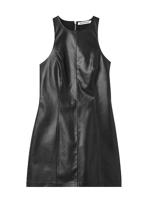 Faux Leather Dress Ck Black / L