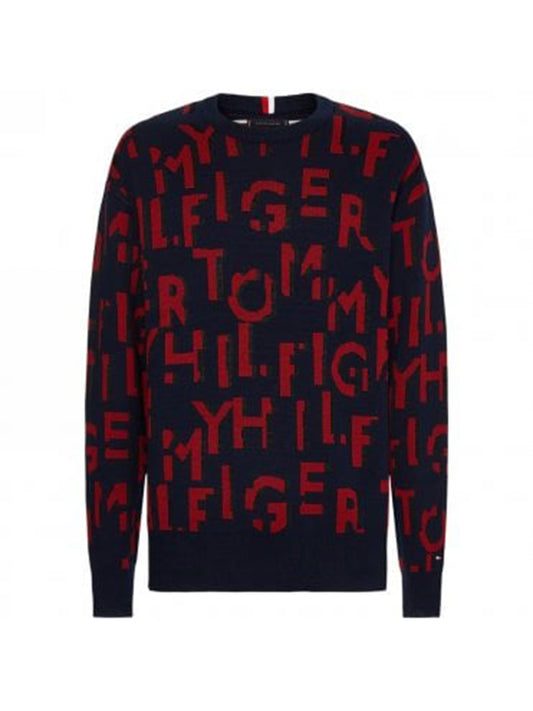 Allover Script Sweat Desert Sky/ Regatta Red/ Black / L